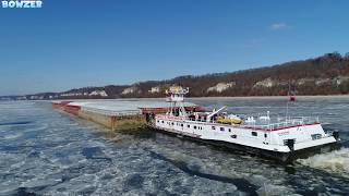 Towboats in Ice on the Mississippi [upl. by Tesil]