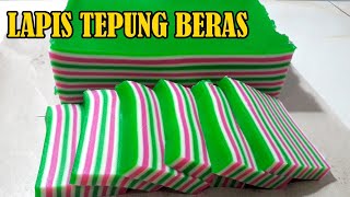 Cara mudah buat lapis bahan dari tepung beras warna warni Resep lapis tepung beras awet dan kenyal [upl. by Johppa44]