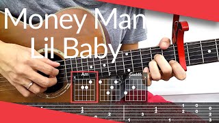 24 Money Man Lil Baby Guitar Tutorial  Tab Chords [upl. by Alansen]