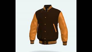 Varsity Letterman Jacket Brown Wool Body Bright Gold Leather Sleeves [upl. by Ulla639]