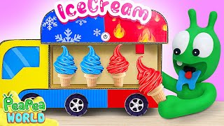 Pea Pea Explores Hot and Cold Ice Cream Truck  Pea Pea World  Cartoon for kids [upl. by Bortz]