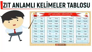 Zıt Anlamlı Kelimeler Tablosu [upl. by Ardnikat]