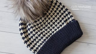 Houndstooth Beanie Crochet Pattern [upl. by Kaete]