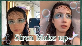 ⊹₊｡Siren makeup 🧜🏻‍♀️🌀🩵 ˚₊⊹  tutorial [upl. by Dnalon]