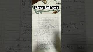 Valence Bond Theory  chemistrynotes valencebondtheory bscnotes trendingshorts [upl. by Daune827]