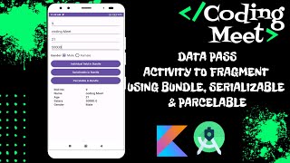 Data pass Activity to Fragment using Bundle Serializable and Parcelable in Android Studio Kotlin [upl. by Fay404]