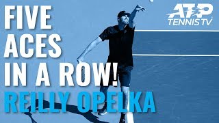 Reilly Opelka Slams Five Consecutive Aces to Win Set  Basel 2019 [upl. by Mora]