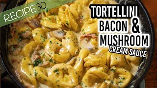 Tortellini Alla Panna with Bacon Mushroom in a cream sauce [upl. by Ronyam]