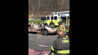 Airbag deployment at auto extrication class [upl. by Cargian933]