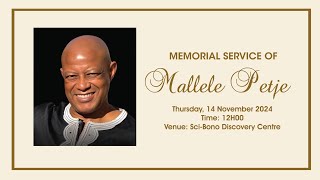 MEMORIAL SERVICE OF MALLELE PETJE [upl. by Narf]