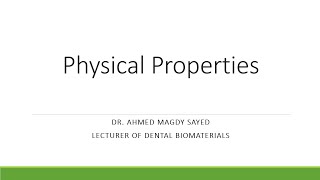 02 physical properties Dental Biomaterials [upl. by Glassco58]