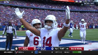 Murrays scrambling 5yard TD pass to Wilson caps Cardinals first drive of 2024 season [upl. by Nowujalo]