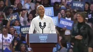 Obama drops Eminem verses with Moms Spaghetti amp more after Detroit rapper introduces him at rally [upl. by Radferd]