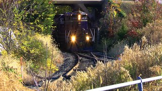 4K 114 Coalbrookdale ex Pennys GP9 7236 leads a fall excursion trip departing from Boyertown PA [upl. by Sidnal]