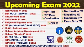 Upcoming Bank amp insurance Exam 2022 FOR Freshers  SBI RBI LIC SEBI NIACL NABARD IBPS SSC [upl. by Kristie123]