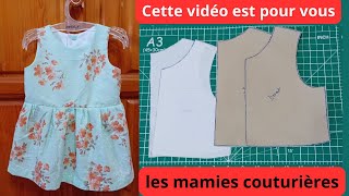 Comment réaliser un patron de base pour une robe de fillette de 12 mois [upl. by Sosna]