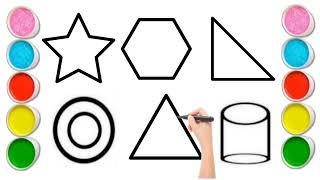 2D Shapes Dotted line Color 3D Shape Drwaing for Kids Learn 2D Shape Draw NurseryKid video study [upl. by Ciaphus406]