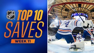 Top 10 Saves from Week 11  202324 NHL Season [upl. by Ahsaetan]