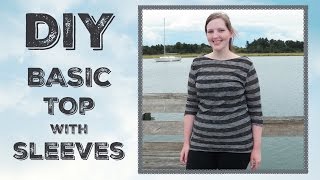 DIY Easy Shirt with Sleeves Sewing Tutorial  Basic Top [upl. by Wadell]