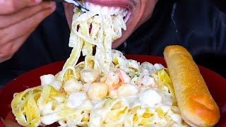 ASMR Creamy Seafood Pasta Noodles Eating Sounds Mukbang Intense Tingles Jerry No Talking BIG Bites [upl. by Ahsataj636]