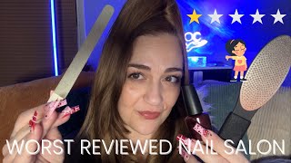 ASMR 💅🏻 WORST Reviewed NAIL SALON  whispering gum chewing mouth sounds [upl. by Carly834]