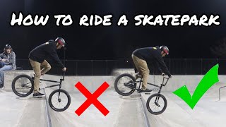 HOW TO RIDE A SKATEPARK FOR BEGINNERS [upl. by Ididn]