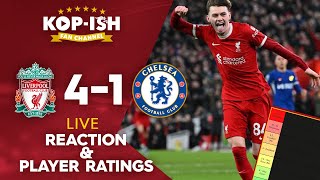 REDS SMASH BLUES  LIVERPOOL 41 CHELSEA  LIVE MATCH REACTION amp PLAYER RATINGS [upl. by Sillig]