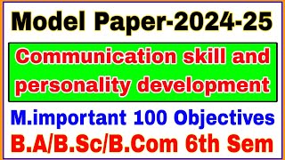 Communication skills and personality development  Top100 MCQs  BA BSc BCom 6th Semester [upl. by Cheffetz]