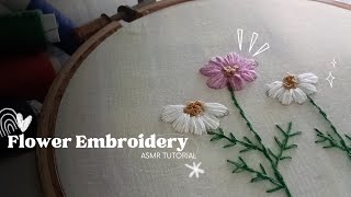 Beginners Guide to Embroidered Flowers  ASMR tutorial [upl. by Helas]