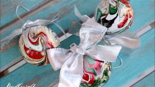 DIY How to Marble Christmas Ornaments CreativeChristmas [upl. by Pearman]