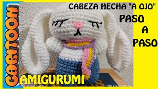 CONEJITO DORMILÓN AMIGURUMI Pte 2 ¡Cabeza hecha quota ojoquot y patrón de la colitaCARITOON [upl. by Groveman]