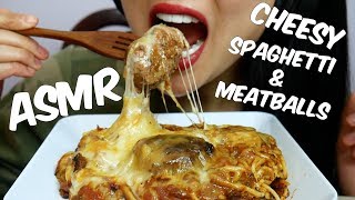 ASMR CHEESY Spaghetti amp Meatballs EATING SOUNDS  SASASMR [upl. by Enelrak]