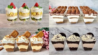 4 Easy NO BAKE Dessert Cup Recipes No Eggs No Gelatine No Alcohol [upl. by Notlrak]