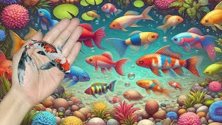 catching fish colorful fish goldfish koi fish betta fish turtles crabs catfish [upl. by Animaj]