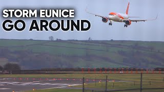 4K easyJet A321neo WINDSHEAR GO AROUND in STORM EUNICE  2nd Attempt  Bristol Airport ATC incl [upl. by Garling]