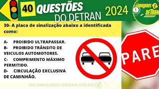 40 QUESTÕES DO DETRAN 2024  PROVA DO DETRAN 2024 [upl. by Aliuqehs]