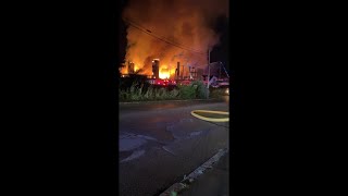 Fire burns at Woonsocket mill fire [upl. by Inait5]