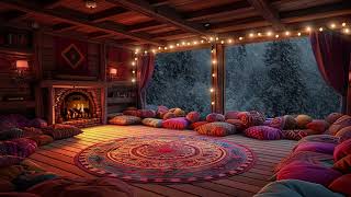 Winter Serenity from a Cozy Cabin  Embrace Snowfall amp Fireplace Crackles  ASMR Relaxing amp Healing [upl. by Tati]