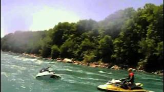 Seadoo jetski jumping waves in the Niagara River Rapids Whirlpool Boat sinking [upl. by Meyers]