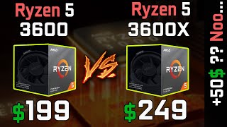 AMD Ryzen 5 3600 vs 3600X Gaming Benchmarks Comparison [upl. by Cofsky]