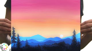 Acrylic Painting Tutorial for Beginners  Easy Sunset Landscape Painting [upl. by Reagen]