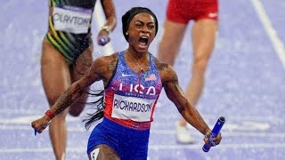 Paris Olympics Sha’Carri Richardson wins her first gold as part of 4x100 relay [upl. by Eelik]