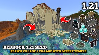 Bedrock Seed Minecraft 121 Seed  Spawn Village amp Pillage with desert temple  Other next Spawn [upl. by Issej755]