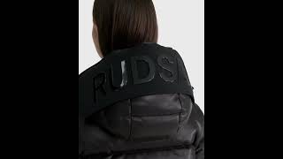 RUDSAK Shiny JOELLE X HERITAGE LEATHER DOWN PUFFER Jacket Hooded Black Women [upl. by Willms]