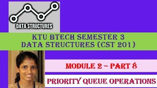 Priority Queue operations  KTU BTECH SEMESTER 3 Data Structures  CST 201 [upl. by Roye]