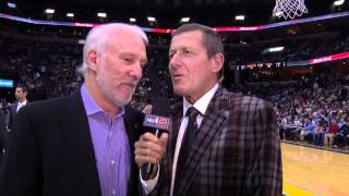 Greg Popovich Welcomes Craig Sager Back to the Sidelines [upl. by Emmer]