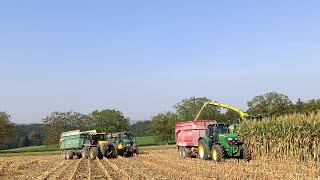 Dvou denní Siláže kukuřice 2024 v ZOD Lešná John Deere 8200i 7930 6155m 7530 JCB Fastrac 4220 [upl. by Darbee]