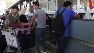 Erbil Airport Flight ban comes into effect in Kurdistan at Erbil International Airport in Erbil [upl. by Enowtna]