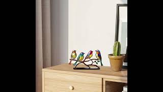 Stained Glass Birds on Branch Desk Ornaments Acrylic Colorful Birds Ornament Vivid Tabletop Bird [upl. by Favianus39]