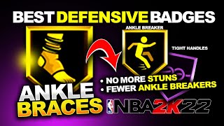 ANKLE BRACES 2K22  BEST DEFENSIVE BADGE AGAINST ANKLE BREAKER AND TIGHT HANDLES [upl. by Enavi]